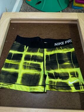 Nike Neon Yellow and Black Training Shorts